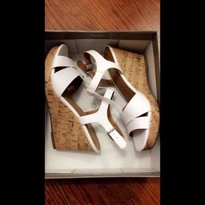 Franco Sarto Wedge Sandals White Mira